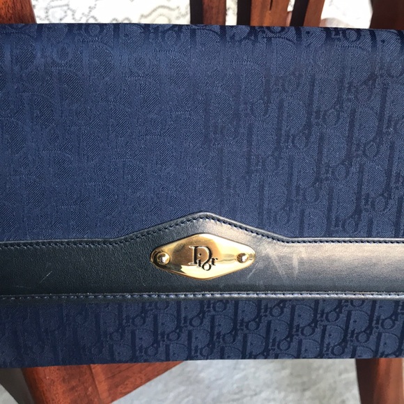 Vintage Christian Dior monogram bag in navy - Picture 2 of 8